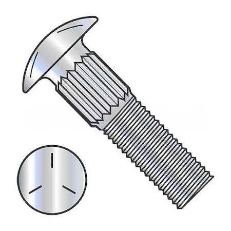 Usa Industrials Carriage Bolt, Ribbed Neck Round Head, Zinc Plated Grade 5 Steel, 1/4-20 x 1-3/4 in. BULK-BOLT-1131